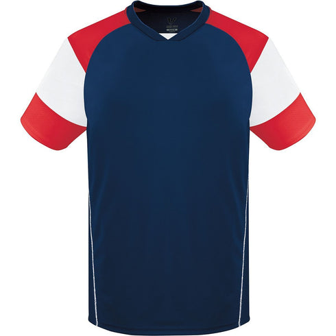Russell Athletic Youth Mundo Jersey (322861-C), Color 'Navy/White/Scarlet'
